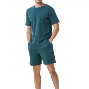 Wholesale Custom <b>Men's</b> 100% Cotton Polyester Tracksuit Short <b>Sets</b> Color Block T-Shirt Sports Shorts <b>Thermal</b> Drawstring Summer - Product Image 2