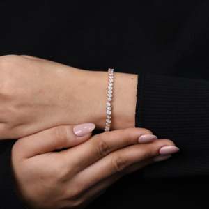 Lab Grown Diamond <b>Tennis</b> <b>Bracelet</b> with Pear Cut <b>Fashion</b> Jewelry - Product Image 1