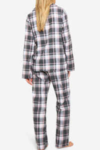 Conjunto de pijama a cuadros para mujer, manga larga, con botones en la parte delantera, ropa de dormir suave y cómoda, conjunto de dos piezas para dormir y estar en casa. - Product Image 2