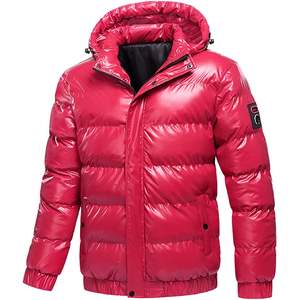 Chaqueta Acolchada Negra Plegable para Hombre, Chaqueta de Invierno Cálida e Impermeable con Capucha, Estilo Casual, Cremallera, Diseño Brillante de Burbujas, Abrigos de Esquí para Exteriores - Product Image 1