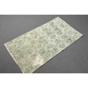 Tapis turc vintage, petit tapis de 2,1 x 3,9 pieds, tapis en laine camouflage vert et blanc - Product Image 3