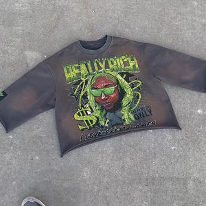 Personalizado peso pesado 100% algodón desgastado vintage ácido lavado para hombre pesado 300 gsm camiseta gráfica recortada boxy camiseta de gran tamaño - Product Image 5