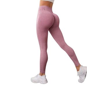 Womens High Waist Seamless Scrunch <b>Leggings</b> Summer Sports Gym Workout Joggers for Run Yoga Training Solid <b>Pattern</b> - Product Image 1