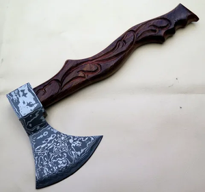 Hacha de Acero de Damasco Grabado con Mango de Madera de Fresno, 4 3/4 Pulgadas de Hoja, 18 Pulgadas de Longitud Total, Grado Industrial, Alta Calidad, de Steel Craft International - Product Image 5