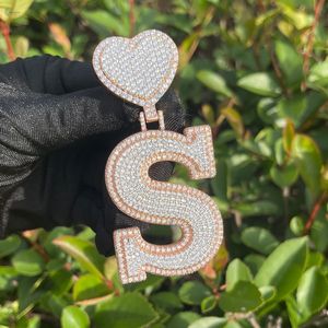 Pendentif personnalisé en forme de lettre d'alphabet avec cœur, collier personnalisé avec nom, diamant cultivé en laboratoire, pendentif hip hop - Product Image 4