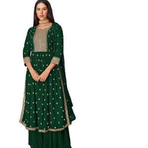 2026 Exclusive High Quality Ladies Party& Reception Special Faux Fur Embroidered <b>Reversible</b> Designer Salwar Suit Same Dupatta - Product Image 1