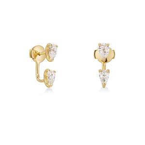 Convertible Pear Lab Grown Diamond Earrings 1.00 Ctw D F Color VVS1 VS2 Clarity 14K Gold Day To Night Versatility - Product Image 2
