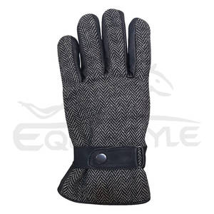 Gants d'hiver en laine tweed, cuir de qualité supérieure, par temps extrêmement froid, fabricant en gros OEM, gants d'hiver noirs pour hommes - Product Image 2