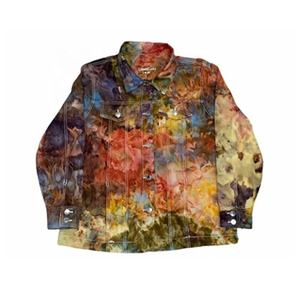 Chaqueta de invierno de mezclilla vintage personalizada por el fabricante, chaqueta de trabajo tipo camionero de lona con efecto tie-dye para mujer - Product Image 1