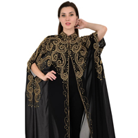 Robe Abaya Maxi en Georgette Brodée pour Femmes, Légère et Brillante, de Haute Qualité, avec Paillettes et Perles, Taille Personnalisée Plus