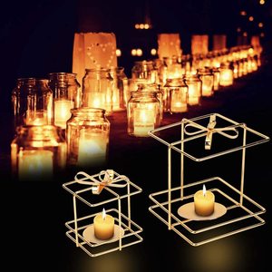 Nouvel arrivage Dernier design Faits à la main à cinq bras en cristal doré Centres de table de mariage Candélabre Bougeoir Stand - Product Image 3