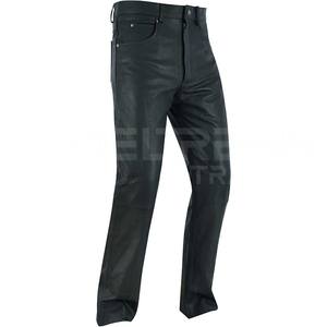 Meilleur prix 2025 dernière conception taille moyenne en cuir PU pantalon pour hommes plat avant décontracté droit incurvé haut à rayures offre - Product Image 1