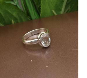Anillo de cuarzo de cristal transparente en Plata de Ley 925, joyería de piedras preciosas naturales, elegante anillo de cuarzo transparente para mujer, regalo para ella - Product Image 3