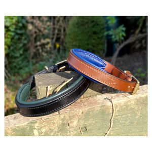 Fournitures pour animaux de compagnie Fabricant d'usine Vente en gros Logo personnalisé Collier de chien rembourré classique en cuir véritable plié - Product Image 3