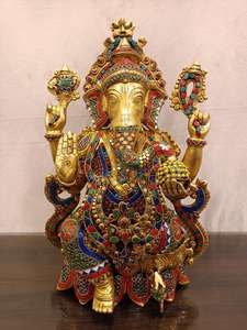 พระพิฆเนศทรงพระพิฆเนศทำจากโลหะทองเหลืองสั่งทำเหมาะสำหรับวัดในบ้านและเหมาะสำหรับขายต่อโดยร้านขายอุปกรณ์ทางศาสนา - Product Image 5