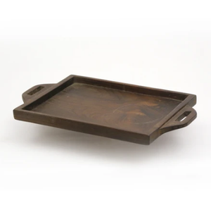 Plateau de service rond en bois en laiton AK de couleur bois naturel avec poignée en métal plateau personnalisé pour décor de table/décor de cuisine - Product Image 3