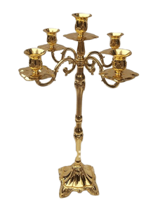 Candélabre à six bras en laiton, classique, artisanal, doré, pour une décoration intérieure raffinée et luxueuse - Product Image 2