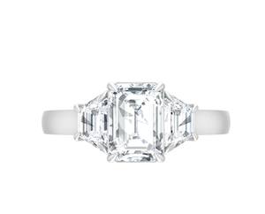 Elegant Original Sterling <b>Silver</b> Religious Style Wedding <b>Ring</b> Set with <b>Emerald</b> Cut Moissanite Timeless Design Engagement Party - Product Image 1