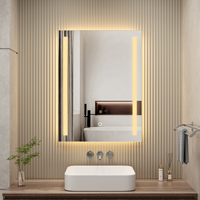 Offre Limitée Usine : Miroir de Salle de Bain Rectangulaire LED Sans Cadre avec Barres Lumineuses Verticales, 3 Couleurs Dimmables, Interrupteur Tactile, 75x50 80x60cm