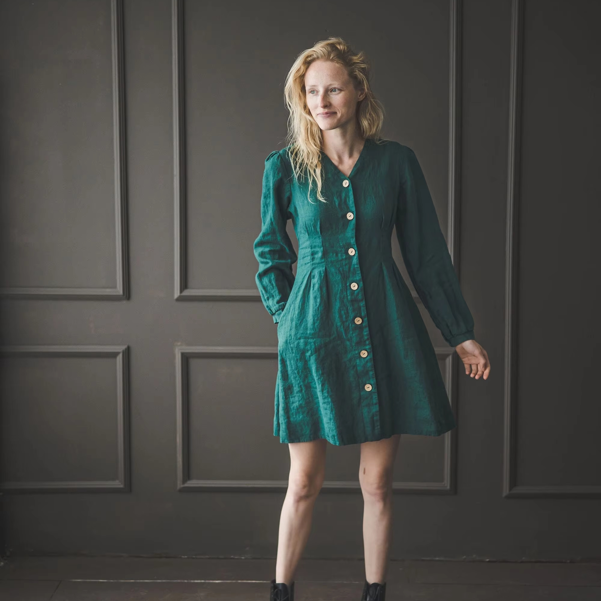 sachin and babi light blue dress Vintage 90's Emerald Green Evening Dress with Rosette Details main image 1