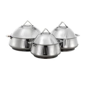 Ensemble de trois casseroles en acier inoxydable avec buffet chauffant en argent poli Hotpot Home Hotel Wedding Party Usage - Product Image 1