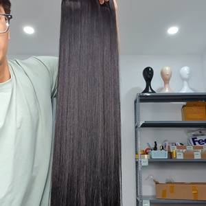 Peluca de cabello humano Remy virgen 100% crudo 22 pulgadas 12a Super doble dibujado suelta onda profunda paquetes de cabello recto - Product Image 1