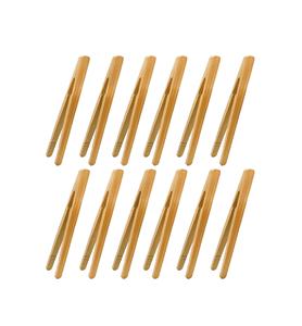 Pinces à pain en bambou réutilisables de 7 pouces, 12 pièces, pour pain grillé, cornichons, fruits et thé - Product Image 1