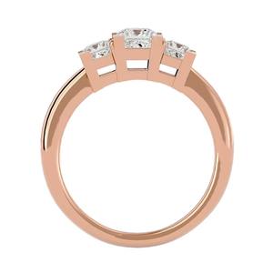 Anillo de Compromiso de Oro Rosa de 14K con Tres Diamantes de Corte Princesa, Joyería de Moda de Plata de Ley para Aniversarios - Product Image 2