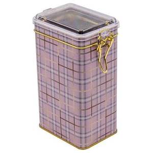 Boîte en métal rectangulaire à carreaux roses de 75x100x170mm avec fermoir en fil de 1,1 L et couvercle transparent - Product Image 3