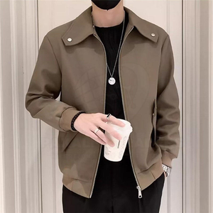 2025 Nueva Chaqueta ligera informal de primavera para hombre, chaqueta de solapa de estilo coreano con cierre de cremallera y logotipo frontal - Product Image 4