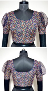 Blusa formal de verano modesta moderna Camisa de seda suave con patrón abierto frontal de nudo hermoso con estampado bordado Listo para usar - Product Image 6