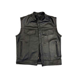 New Fashion <b>Mens</b> Biker Leather <b>Waistcoat</b> <b>Black</b> Vest Motorcycle & Auto Racing - Product Image 4