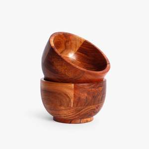 Serving Bowls 2pc Mango Wood Decorative Round Carved Bowl for Decoration <b>Centrepiece</b> Bowl for <b>Table</b> 10" X 10" X 2.5" - Product Image 6