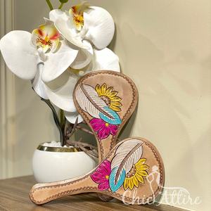 Nuevo espejo de mano de cuero con grabado, espejo de mano de maquillaje de cuero genuino occidental, espejo Vintage personalizado, regalo para ella - Product Image 1
