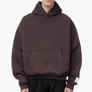Sweat-shirt à capuche oversize pour homme, couleur unie, coton French Terry, pull décontracté avec poche, vêtement d'automne - Product Image 5