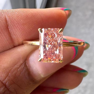 แหวนหมั้นเพชรที่ตัดแล้วเปล่งประกายเปล่งประกายเปล่งประกายในห้องแล็บ3ct ยาวแฟนซีมีความชัดเจนเทียบกับแหวนหมั้นโซลิแทร์ใสได้รับการรับรองในทองคำ14K - Product Image 2