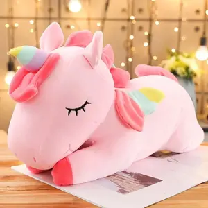 Dev tek boynuzlu at pelüş oyuncak yumuşak dolması Unicorn Plushie oyuncaklar bebekler hayvan at oyuncakları çocuk kız yastık doğum günü hediyeleri için