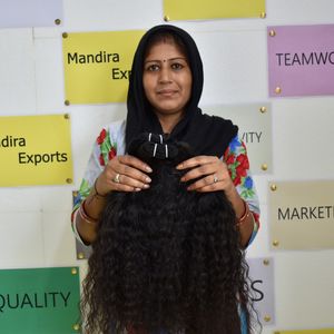 Extensions de cheveux humains du temple indien brut à cuticule bouclée crépue noire non vierge 100% du vendeur Style de vague profonde lâche - Product Image 6