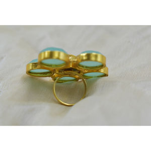 Elegante anillo de latón hecho a mano de diseño de piedra de Latón chapado en oro ajustable para niñas y mujeres - Product Image 4