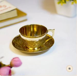 Brass <b>Cup</b> <b>and</b> <b>Saucer</b> rass Globe Brass <b>Cup</b> <b>and</b> <b>Saucers</b> give a royal look <b>and</b> is a very impressive festive product also - Product Image 4
