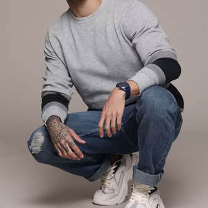 Fabricación de calidad Premium tamaño adulto hombres pulóver sudadera ropa Casual Color sólido hombres pulóver básicos algodón mezclado - Product Image 4