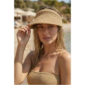 <b>Straw</b> <b>Visor</b> Camel Hat Wide Brim Open Top Summer Beach Hat HSR2127 - 2127-camel - Product Image 1