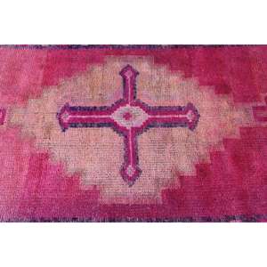 Alfombra Turca de 3.3x12.3 pies, Alfombra Vintage, Alfombra Estilo Suroeste Rosa y Morado - Product Image 4