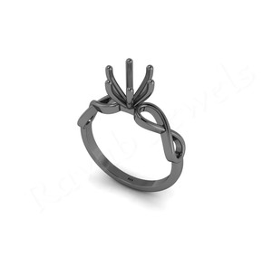 925แหวนแต่งงานกึ่งเมานต์ดีไซน์รูปโบว์แบบง่าม7มม. สีเงินสเตอร์ลิงประดับอัญมณีออกแบบได้ตามต้องการ - Product Image 2