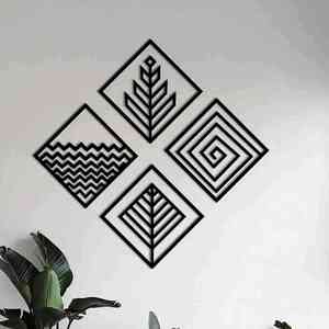 Décor d'art mural d'hôtel moderne fabriqué à la main de haute qualité artisanat en métal de cadre carré très demandé d'Inde - Product Image 4