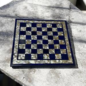 Échiquier en marbre directement de l'usine, lapis-lazuli et nacre, pierre semi-précieuse, jeu d'échecs de luxe, objet de collection - Product Image 2