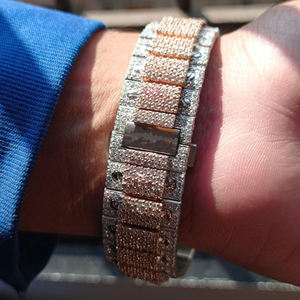 Montre tendance de luxe à quartz moissanite de haute qualité D VVS certifié bracelet en acier inoxydable 16mm de large montre écologique pour lui - Product Image 3