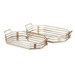 Plateau de rangement en verre ovale moderne avec poignée en métal brossé Plateau décoratif en miroir pour la décoration de la maison Vente en gros Accessoire de salle de bain - Product Image 6