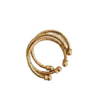 New Design <b>Retro</b> Plated Brass Gold-Plated Women Texture Irregular <b>Light</b> Luxury Cold Style Adjustable Open Bracelet - Product Image 4