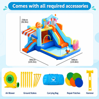 Castillo Inflable de Tela Oxford 420D 840D con Soplador Incluido, Fácil de Instalar, para Juegos Acuáticos de Verano al Aire Libre
